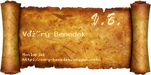Váry Benedek névjegykártya